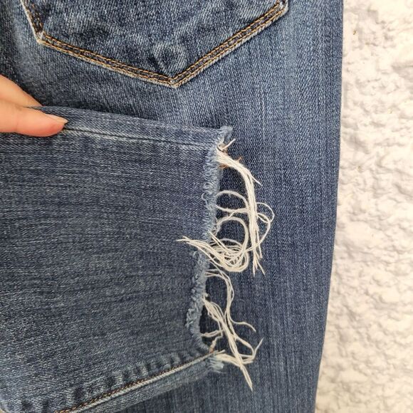 L'AGENCE Woman's Jordan High Rise Crop Straight Distressed Jeans Size 23 - Picture 10 of 14